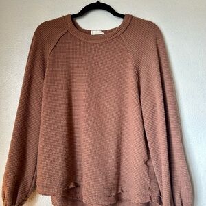 Altar'd State Brown Waffle Knit Top